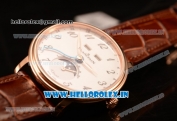 BlancPain Villeret Miyota 9015 Automatic Rose Gold Case with White Dial Arabic and Brown Leather Strap (EF)