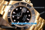 Rolex Submariner Swiss ETA 2836 Automatic Yellow Gold Case/Bracelet with Black Dial and Dot Markers (BP)