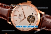 A.Lange&Sohne Saxonia Tourbillon Asia Automatic Rose Gold Case with White Dial Brown Leather Strap and Stick Markers