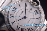 Cartier Ballon bleu de Automatic Full Steel with Diamond Bezel and White Dial-Roman Markers