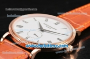 Patek Philippe Calatrava Miyota Quartz Rose Gold Case with Roman Numeral Markers and White Dial