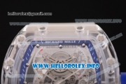 Richard Mille RM 56-01 Tourbillon Miyota 6T51 Manual Winding Sapphire Crystal Case with Skeleton Dial and Aerospace Nano Translucent Strap - Blue Inner Bezel