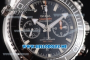 Omega Seamaster Planet Ocean Chronograph Swiss Valjoux 7750 Automatic Steel Case with Black Dial and Stick Markers Black/Orange Nylon Strap (EF)