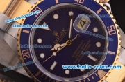 Rolex Submariner Swiss ETA 2836 Steel Case with Blue Bezel/Dial and 18K Yellow Gold Strap