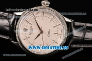 Rolex Cellini Time Asia 2813 Automatic Steel Case with White Dial Black Leather Strap and Stick Markers