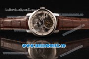 Vacheron Constantin Traditionelle Minute Repeater Tourbillon Swiss Tourbillon Manual Winding Steel Case with Gray Dial Steel Bezel and Brown Leather Strap