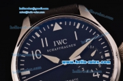 IWC Big Pilot Automatic Steel Case with White Numeral Markers Black Dial and Black Leather Strap