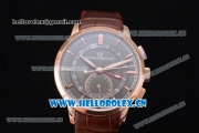 Girard Perregaux 1966 Dual Time Clone Girard Perregaux GP03300-0119 Automatic Rose Gold Case with Grey Dial Stick/Arabic Numeral Markers and Brown Leather Strap