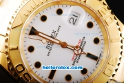 Rolex Yachtmaster Swiss ETA 2836 Automatic Movement Full Gold Case/Strap with White Dial and Black Round Hour Marker
