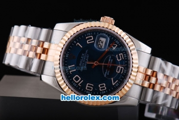 Rolex Datejust Oyster Perpetual Automatic Rose Gold Bezel with Blue Dial and White Number Marking-Small Calendar