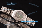 Rolex Datejust Lady Pearlmaster 2813 Automatic Steel Case with Diamond Bezel Grey Mop Dial and Stainless Steel Strap ETA Coating