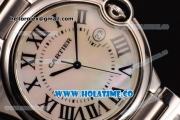 Cartier Ballon Bleu De Large Swiss ETA 2824 Automatic Steel Case with White MOP Dial and Roman Numeral Markers