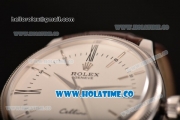 Rolex Cellini Time Asia 2813 Automatic Steel Case with Brown Leather Strap and White Dial (BP)