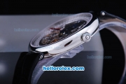 Patek Philippe Skeleton Manual Winding Movement With White Case and Black Leather Strap