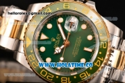 Rolex GMT-Master II Oyster Perpetual Automatic Two Tone with Green Bezel, Green Dial and White Round Bearl Marking-Small Calendar
