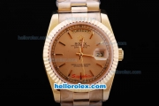 Rolex Day-Date Automatic Movement Golden Bezel and Rose Golden Dial