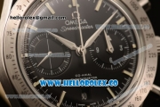 Omega Speedmaster'57 Co-Axial Chronograph Clone Omega 9300 Automatic Steel Case with Black Dial Stick Markers and Black Leather Strap (EF)