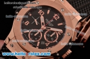 Hublot Big Bang Chrono Clone HUB4100 Automatic Rose Gold Case with Black Rubber Strap Black Dial