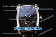 Parmigiani Kalpa Miyota 9015 Automatic Steel Case with Black Dial and Black Leather Strap Stick/Arabic Numeral Markers