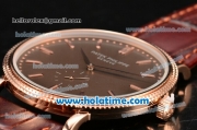 Patek Philippe Calatrava Miyota Quartz Rose Gold Case with Stick Markers and Brown Dial