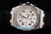 Audemars Piguet Royal Oak Chronograph Quartz Movement White Grid Dial with Black Number Markers and Black Rubber Strap