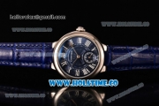 Cartier Ballon Bleu De Small Swiss Quartz Steel Case with Blue Dial White Roman Numeral Markers and Blue Leather Strap