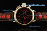 U-Boat Italo Fontana Chronograph Miyota Quartz Movement Steel Case with Black Dial and Red Markers-Black Leather Strap U-Boat Italo Fontana Chronograph Miyota Quartz Movement Steel Case with Black Dial and Red Markers-Black Leather Strap
