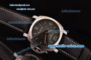 Panerai Luminor 1950 3 Days GMT PAM00320 Automatic Steel Case with Black Dial and Black Leather Strap