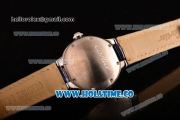 Cartier Ballon Bleu De Small Swiss Quartz Steel Case with Diamonds Bezel Blue Dial and Blue Leather Strap - White Markers