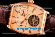 Vacheron Constantin Malte Tourbillon Power Reserve Swiss Tourbillon Manual Winding Rose Gold Case with Beige Dial Stick Markers and Brown Leather Strap