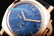 Panerai 1950 8 Days PAM289 Automatic Movement Rose Gold Case with Blue Dial and Black Strap