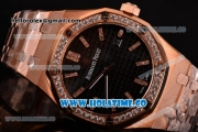 Audemars Piguet Royal Oak 41 Miyota 9015 Automatic Full Rose Gold with Black Dial and Diamonds Bezel (EF)