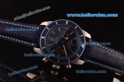 Breitling Superocean Swiss Valjoux 7750 Automatic Steel Case with Blue Dial and Blue Leather Strap