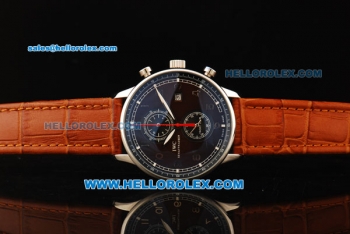 IWC Portuguese Yacht Club Chronograph Miyota Quartz Movement Steel Case with Brown Dial and Leather Strap