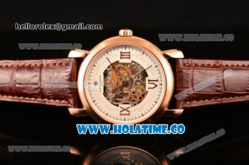 Vacheron Constantin Malte Asia Automatic Rose Gold Case with White Skeleton Dial and Roman Numeral Markers