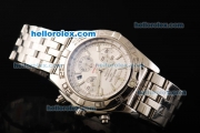 Breitling Chronomat B01 Swiss Valjoux 7750 Automatic Movement Full Steel with White Dial and Silver Stick Markers