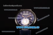 Cartier Rotonde De Miyota Quartz PVD Case with Blue Dial and Blue Leather Strap