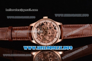 Patek Philippe Complicated Skeleton Asia Automatic Rose Gold Case with Skeleton Dial and Brown Leather Strap (GF)