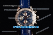 Breitling Super Avenger II 7705 Automatic Steel Case with Blue Dial Arabic Numeral Markers and Genuine Leather Strap (GF)