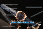 Omega De Ville Co-axial Chronograph Clone Omega 9300 Automatic Rose Gold Case with Blue Dial and Blue Leather Strap (EF)