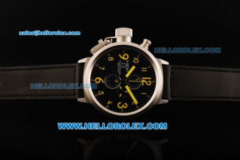 U-BOAT Italo Fontana Flightdeck Working Chronograph Quartz with Black Dial and Yellow Number Marking-Small Calendar