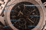 Breitling For Bentley Working Chronograph Quartz Movement with Black Dial and Silver Case-SS Strap