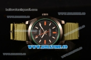 Rolex Milgauss Asia Automatic PVD Case with Stick Markers and Army Green Nylon Strap