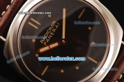 Panerai Radiomir Vintage 3646 Asia 6497 Manual Winding Steel Case with Black Dial and Brown Leather Strap