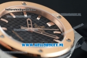 Hublot Classic Fusion Miyota 9015 Automatic Rose Gold Case with Black Dial Stick Markers and Black Genuine Leather Strap