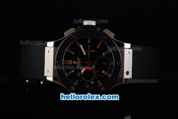 Hublot Big Bang Uefa Euro 2008 Swiss Valjoux 7750 Chronograph Movement Ceramic Bezel with Black Dial and Silver Stick Marker-Rubber Strap