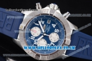 Breitling Avenger Seawolf Chrono Miyota OS10 Quartz Steel Case with Blue Dial Blue Rubber Strap and Arabic Number Markers