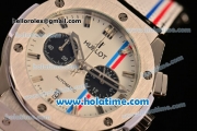 Hublot Big Bang Chrono Miyota OS20 Quartz Steel Case with White Leather Strap and White Dial