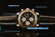 Breitling Chronomat Evolution Swiss ETA 7750 Automatic Steel Case with Black Dial and Black Leather Strap