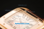 Cartier Santos 100 Swiss ETA 2671 Automatic Movement Rose Gold Case with Brown Leather Strap-1:1 Imitate